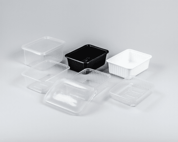 Rechthoekige plastic potten wit & zwart
