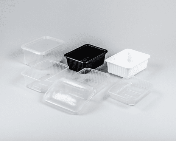 Pots rectangulaires en plastique blanc et noir